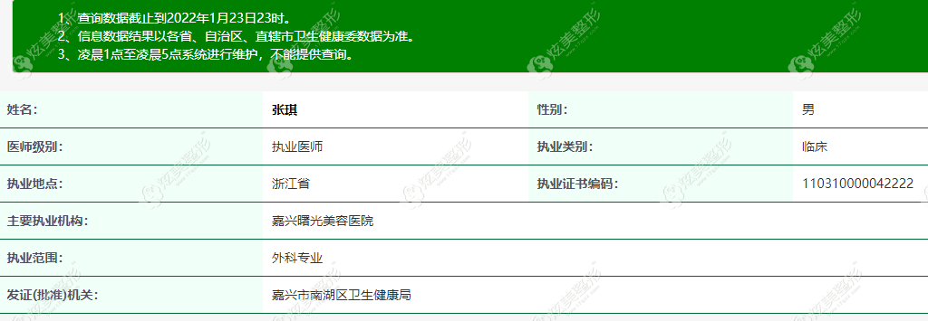 张琪医生的卫健委资质查询 张琪医生的卫健委资质查询