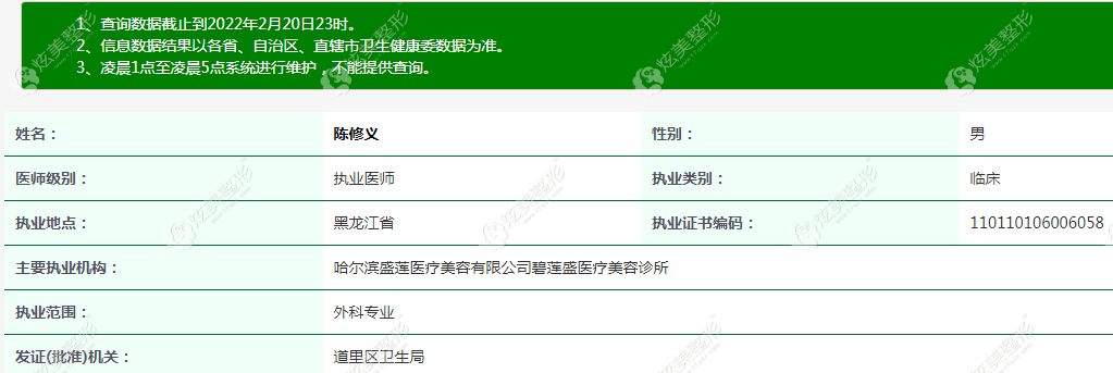 哈尔滨碧莲盛植发分院的陈修义医生 哈尔滨碧莲盛植发分院的陈修义医生